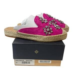 NEW Halogen Blythe Espadrille Mule Women's Size 7M Fuschia Suede Embellished